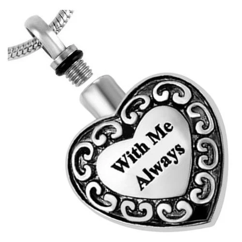 With Me Always Heart - Stainless Steel Cremation Pendant 4 With Me Always Heart - Stainless Steel Cremation Pendant - Image 2